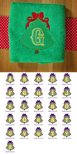 Embossed Christmas Tree Monogram Alphabet