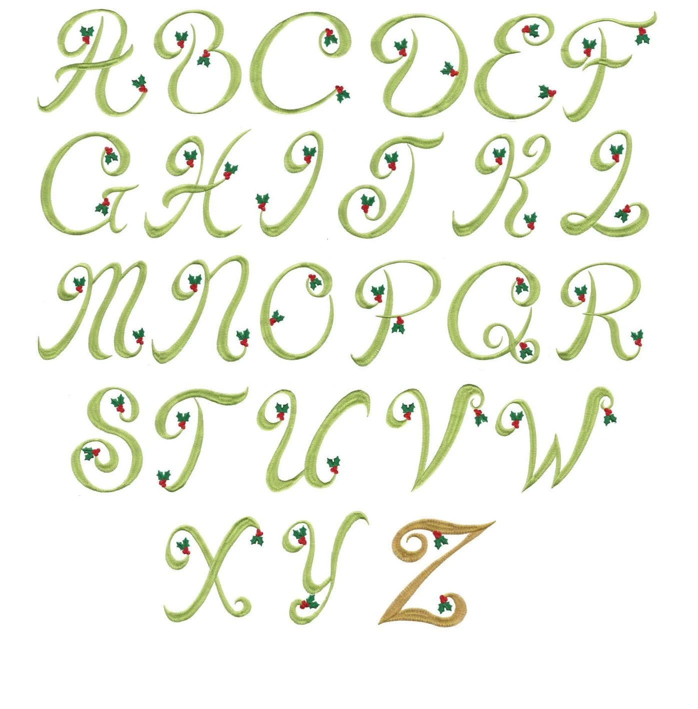 Elegant Christmas Holly Monogram Alphabet 2 Elegant Christmas Holly Monogram Alphabet - Image 2