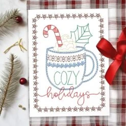 Christmas Greeting Cards 20 -Embroidery Designs Shop cozy christmas mug card