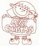 Christmas Elves Redwork
