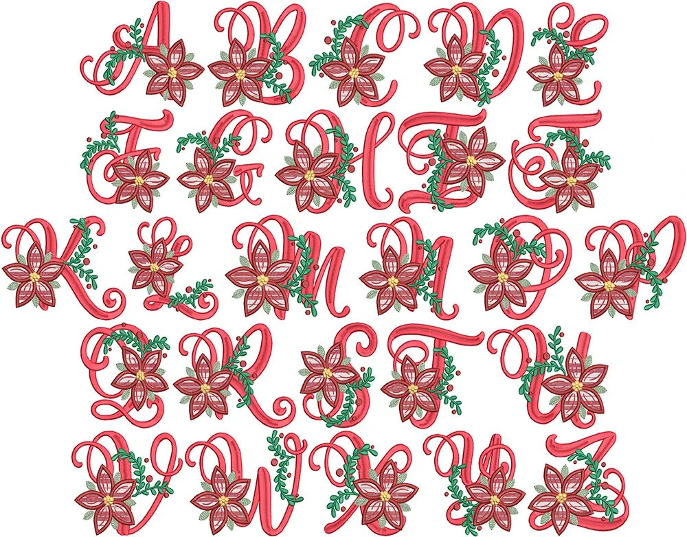 Christmas Poinsettia Alphabet 1 Christmas Poinsettia Alphabet