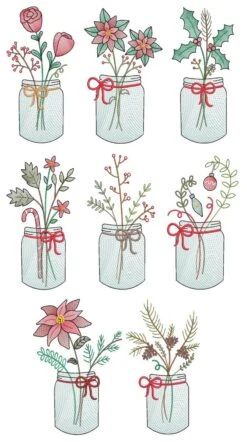 Christmas Sketch Mason Jars
