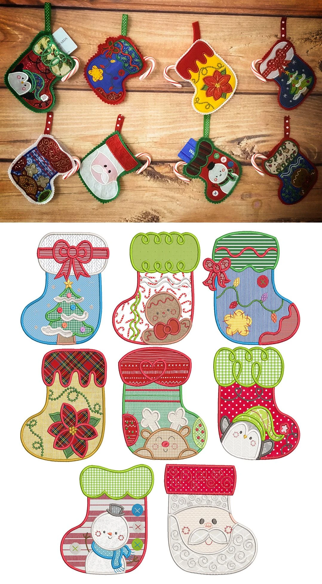 Sweet Christmas Stockings Applique 1 Sweet Christmas Stockings Applique