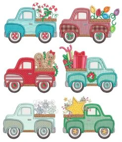 Vintage Trucks Christmas Applique