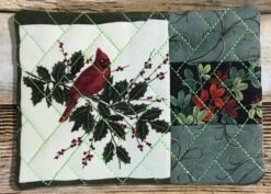Christmas Patchwork Mug Rugs In The Hoop -Embroidery Designs Shop lattice 1
