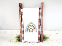 Boho Christmas Rainbows -Embroidery Designs Shop nativity rainbow tea towel