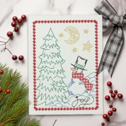 Christmas Greeting Cards 21 7 Christmas Greeting Cards 21 -Embroidery Designs Shop snowman and tree card