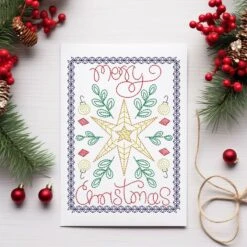 Christmas Greeting Cards 18 -Embroidery Designs Shop star doodle card