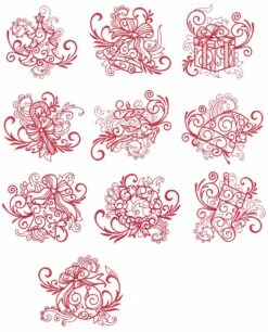 Swirly Christmas Redwork