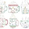 Vintage Stitch Christmas Mugs