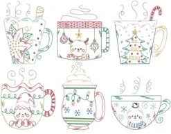 Vintage Stitch Christmas Mugs
