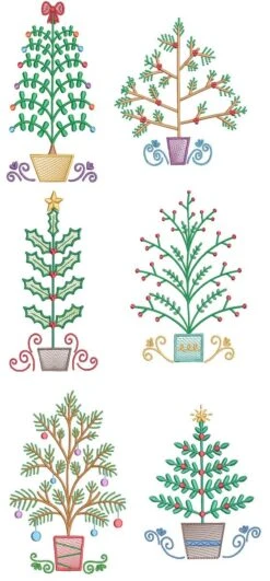 Vintage Sketch Christmas Trees